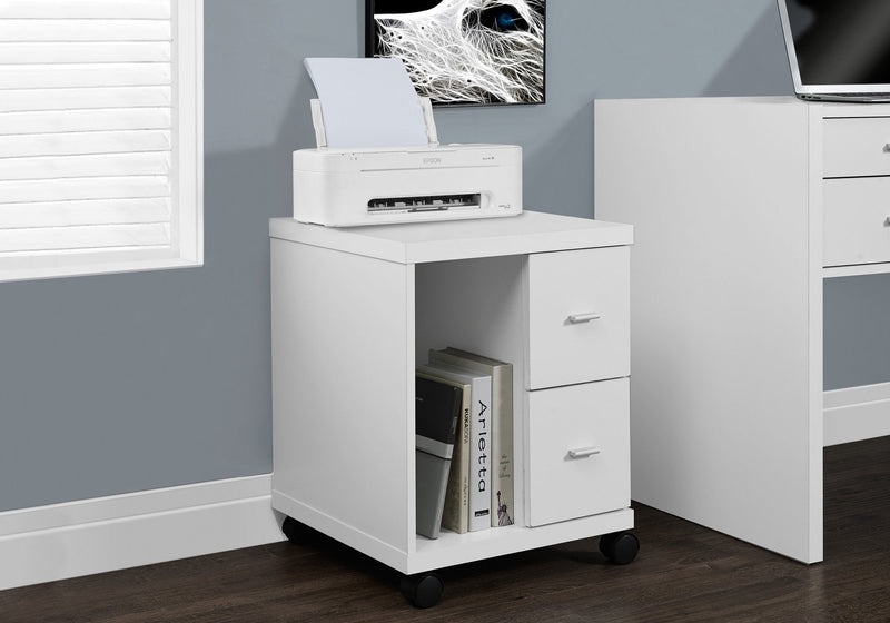 Office Cabinet - White With 2 Drawers On Castors - I 7055