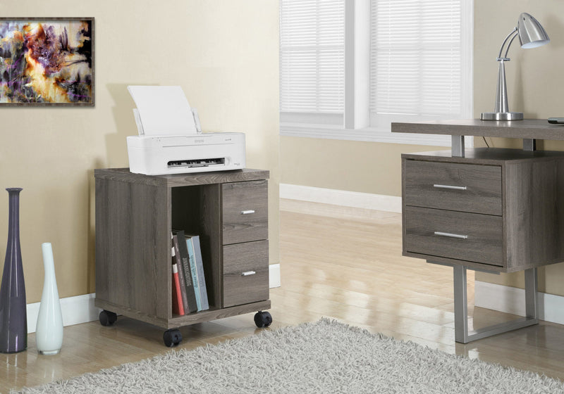 Office Cabinet - Dark Taupe With 2 Drawers On Castors - I 7056