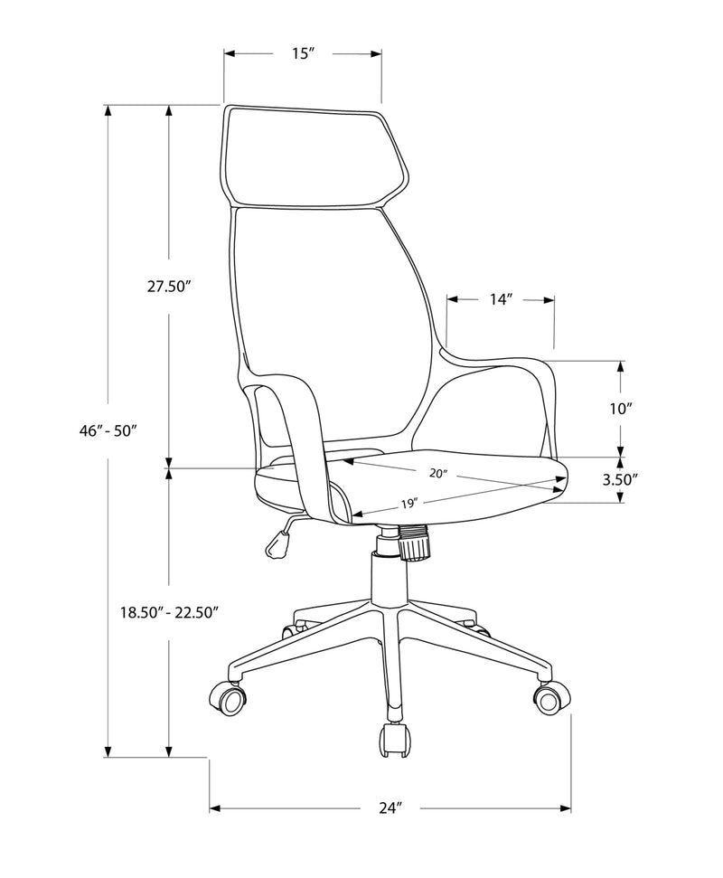 Chaise de bureau - Microfibre grise / Exécutif à dossier haut
