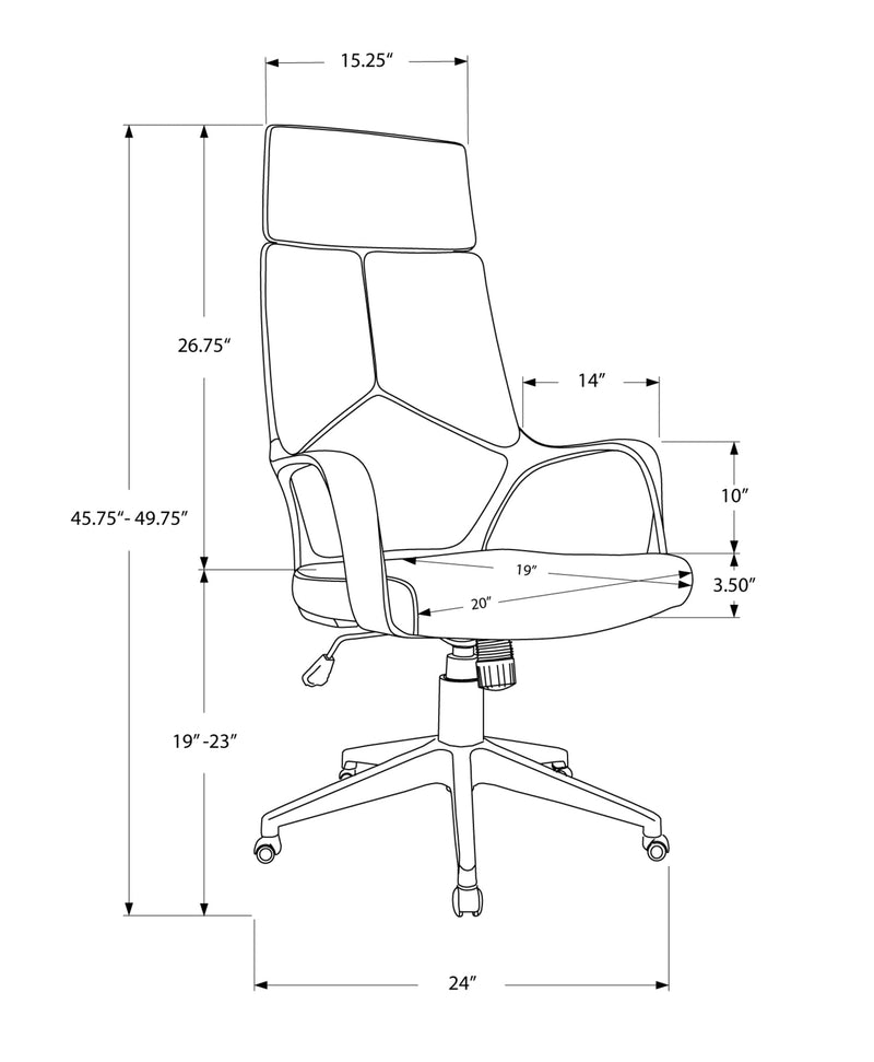 Office Chair - White / Grey Fabric / High Back Executive