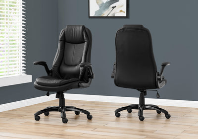 Office Chair - Black Leather-Look / High Back Executive
