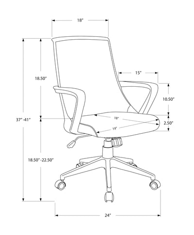 Chaise de Bureau - Noir / Tissu Gris Foncé / Multi Position