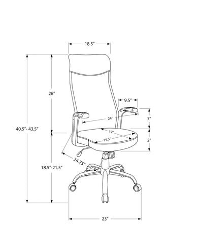 Chaise de Bureau - Blanc / Tissu Gris / Multi Position