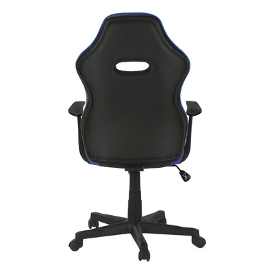 Office Chair - Gaming / Black / Blue Leather-Look