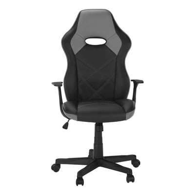 Office Chair - Gaming / Black / Grey Leather-Look