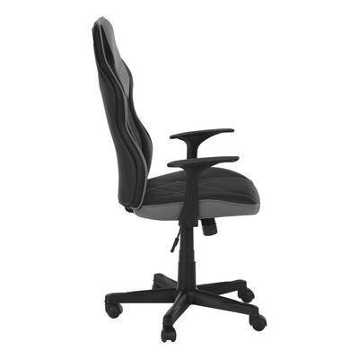 Office Chair - Gaming / Black / Grey Leather-Look