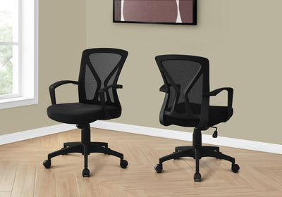 Office Chair - Black / Black Base On Castors - I 7339