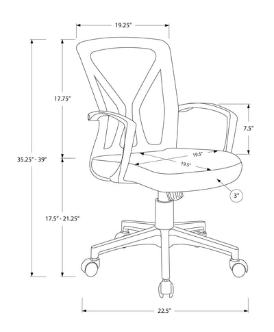 Office Chair - White / Black Base On Castors