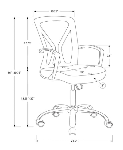 Office Chair - Grey / Chrome Base On Castors