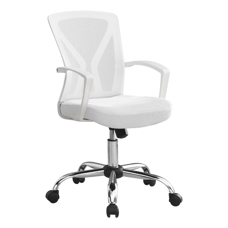 Office Chair - White / Chrome Base On Castors