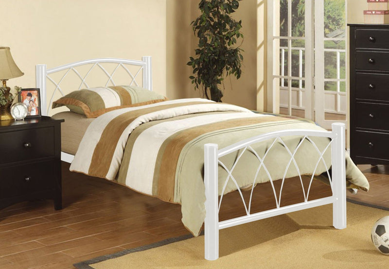 White Metal Bed Frame with Arching Metal Design - IF-111-S