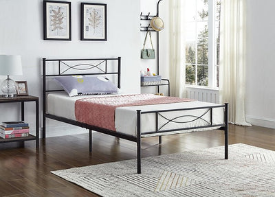 Black Metal Bed with Mattress Support - IF-154-S-B