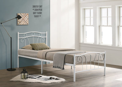 Simplistic White Metal Platform Bed - IF-155-W-S