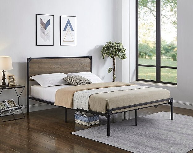 Wood Panel Bed with Steel Frame - IF-5220-S