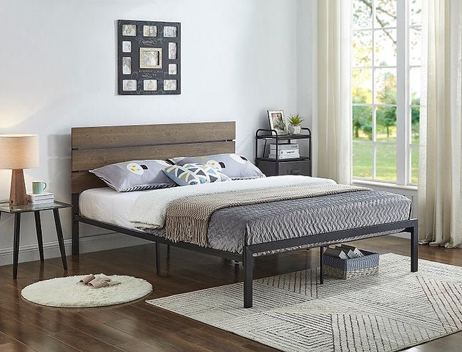 Wood Panel Bed with Steel Frame - IF-5245-S