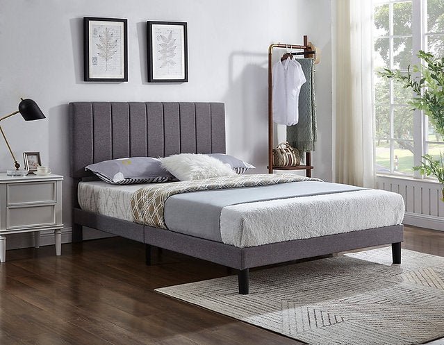 Grey Fabric Bed with Vertical Tufting - IF-5363-D