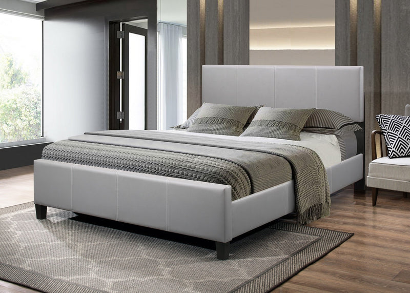 Grey Platform PU Bed with Adjustable Headboard and Contrast Stitching - IF-5460-S