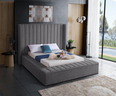 Space Saving and Luxurious Grey Velvet Bed - IF-5720-Q