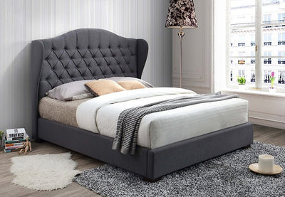 Grey Fabric Bed w/ Tufted Headboard - King & Queen Size - IF-5730-Q