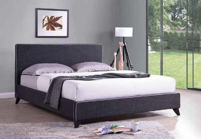 Charcoal Fabric Bed With White Piping - IF-5745-Q