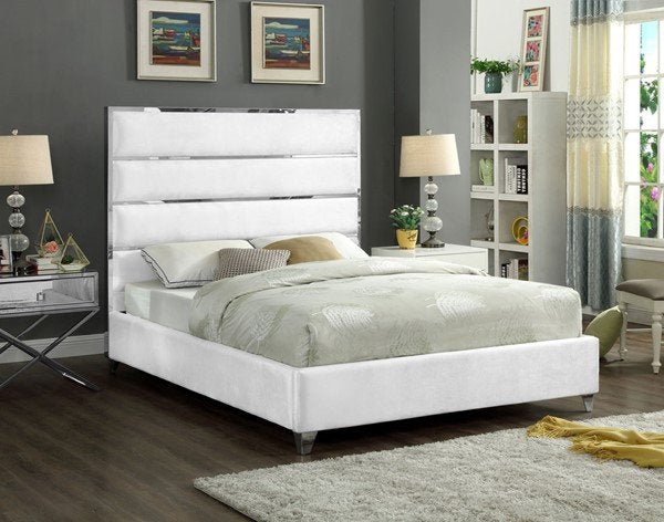 White Velvet Bed - King & Queen Size Bed - IF-5882-Q