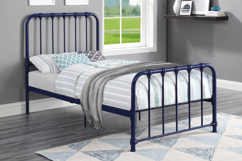 Classic Metal Rounded Profile Blue Platform Bed - MA-1571BUT-1