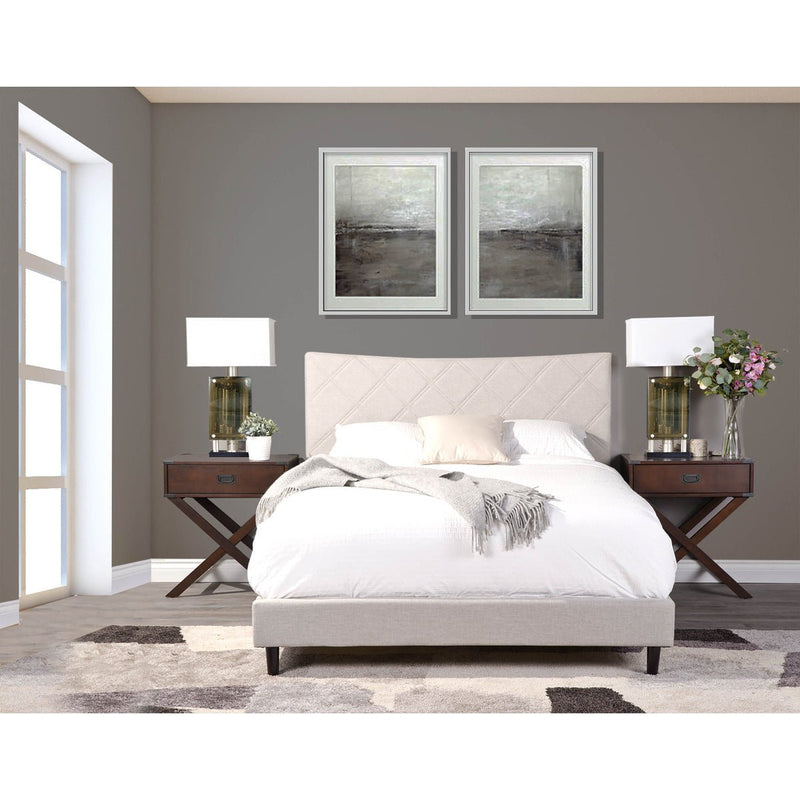 Rosemary Collection Platform Bed (Grey/Beige) - MA-5829BEQ