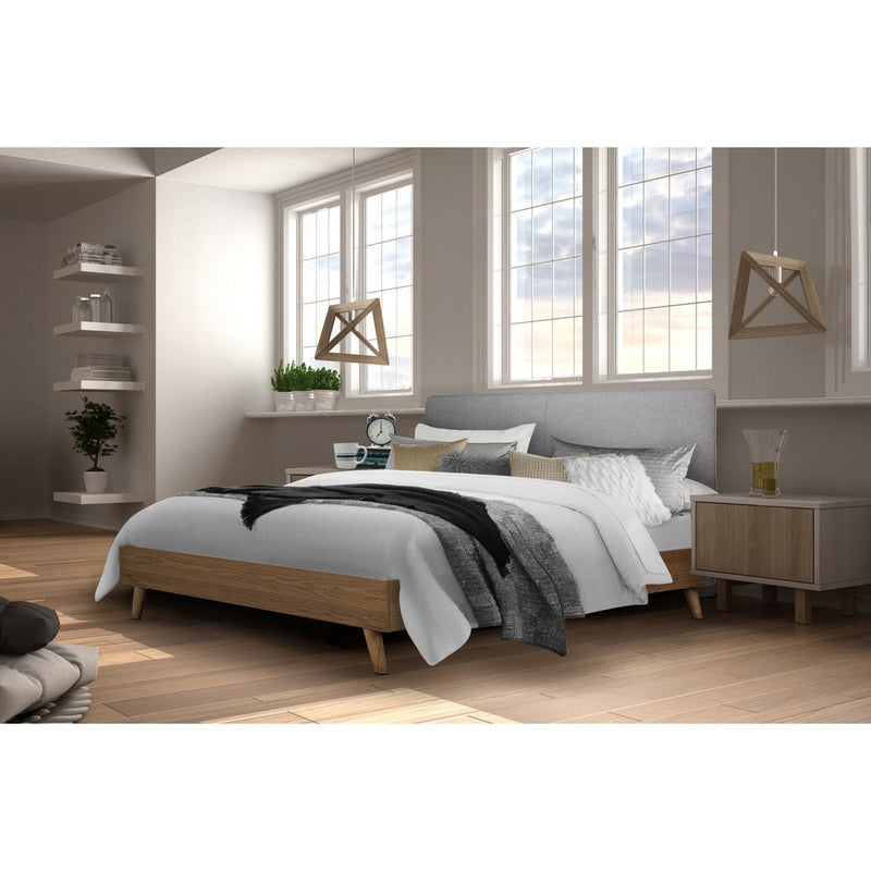 Cassidy Queen Platform Bed with Upholstered Headboard - MA-5890GYQ