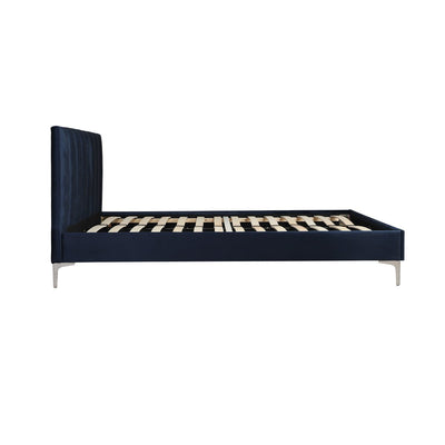 Melina Blue Queen Upholstered Platform Bed Frame