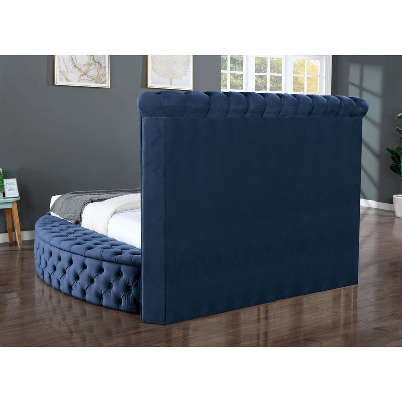 Hazel Blue Velvet Storage Bed - ME-423BU-Q