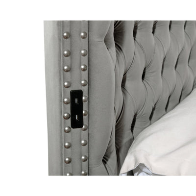 Hazel Grey Velvet Storage Bed - ME-423G-Q