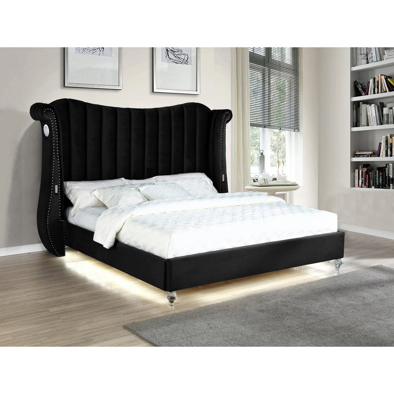 Tulip Black Velvet Platform Bed - ME-525B-Q