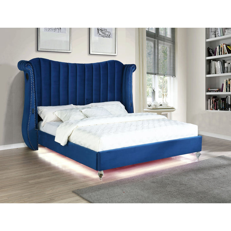 Tulip Blue Velvet Platform Bed - ME-525BU-Q
