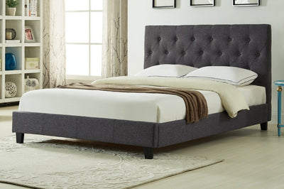 Linen-Style Fabric Platform Bed with Tufted Headboard - T-2366C-S