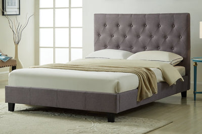 Linen-Style Fabric Platform Bed with Tufted Headboard - T-2366G-S