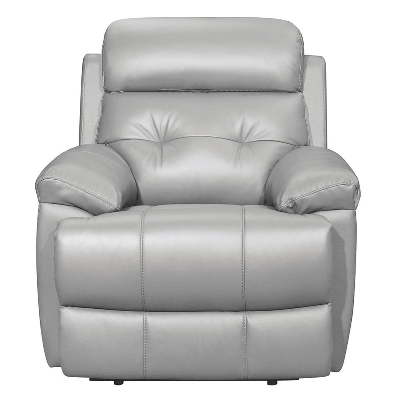 Lambent Light Gray Genuine Leather Reclining Chair - MA-9529SVE-1