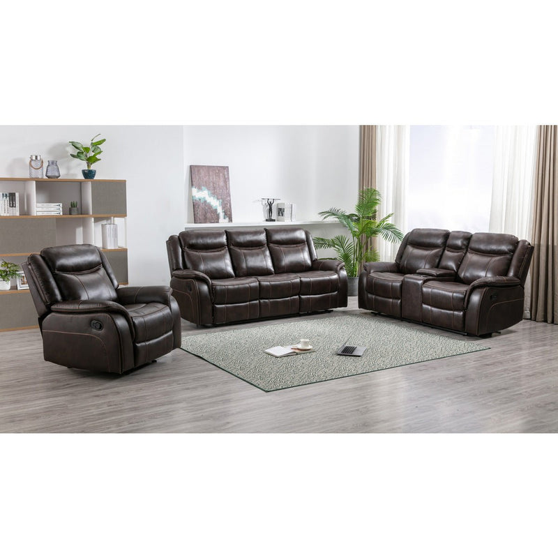 Paxton Brown Reclining Sofa, Loveseat and Chair