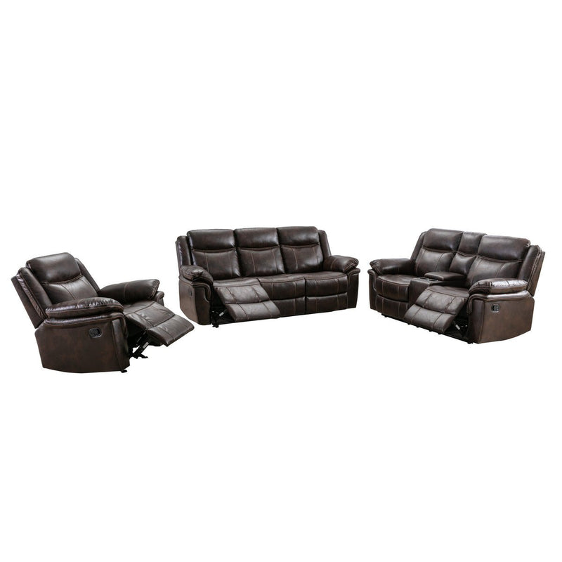 Brown fabric recliner and sofa set