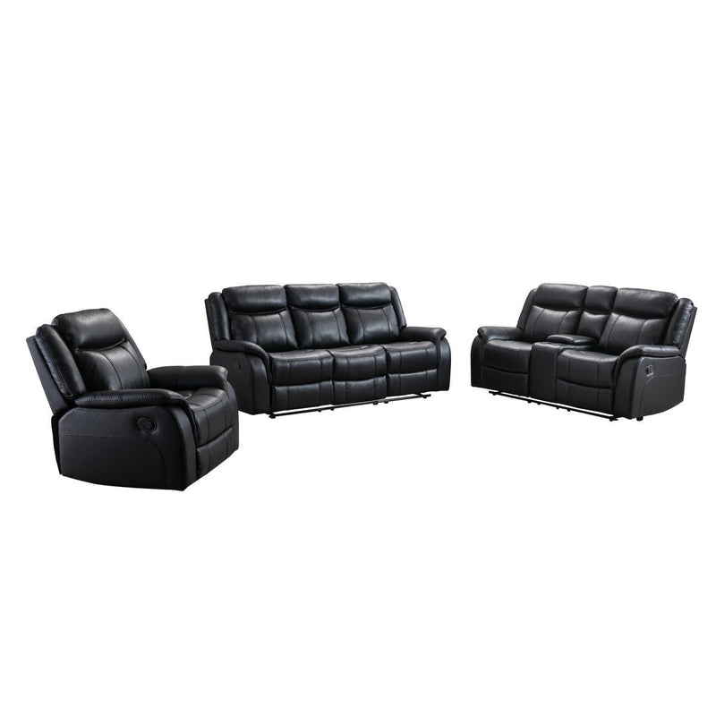 Fabric reclining loveseat with center console