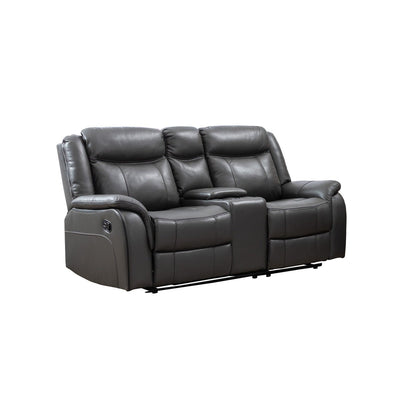 Paxton Grey Reclining Loveseat with Center Console