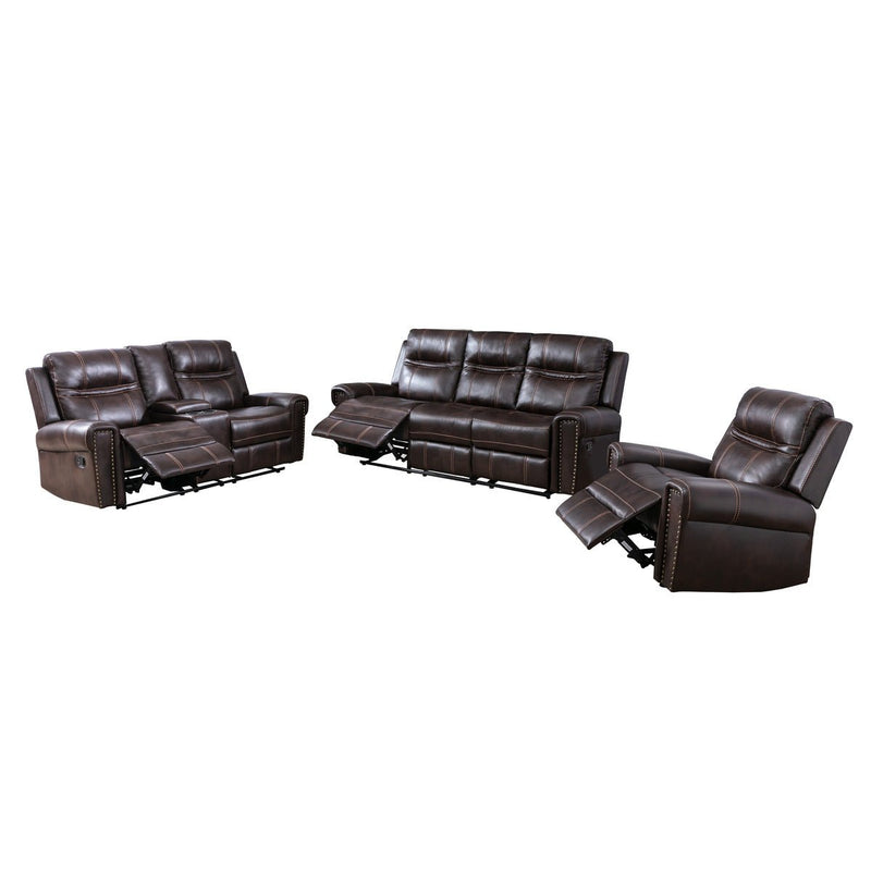 Emerson Brown Reclining Loveseat with Center Console - MA-99927BRW-2C