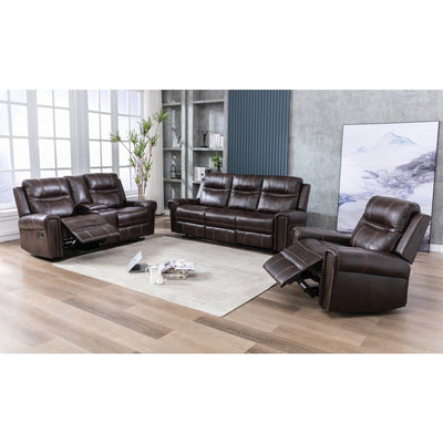 Emerson Brown Reclining Loveseat with Center Console - MA-99927BRW-2C