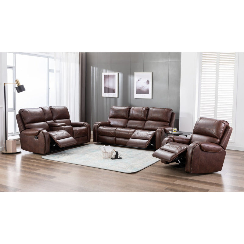 Caesar Brown Reclining Loveseat with Center Console - MA-99932BRW-2C