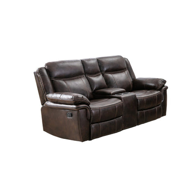 Peabody Brown Reclining Loveseat with Center Console