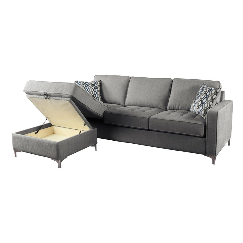 Hudson Collection Graphite Reversible Sectional with 2 Pillows and Storage Chaise - MA-9049GPH-3SC