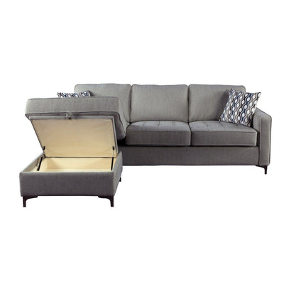 Hudson Collection Graphite Reversible Sectional with 2 Pillows and Storage Chaise - MA-9049GPH-3SC
