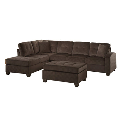 Caulfield Reversible Chocolate Brown Sectional with 2 Pillows - MA-93670CHSS
