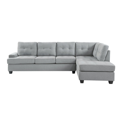 Dunstan Light Gray Reversible Sectional with Drop-Down Cup Holders - MA-9367GY*SC