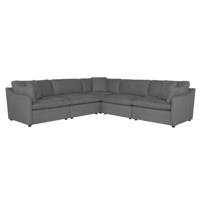 Grey modular sectional w/ Loose back cushions - MA-9544GY-5SC