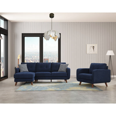 Blue sectional sofa with chaise